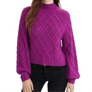 American Eagle Purple Cable Knit Mock Neck Sweater Women’s Small